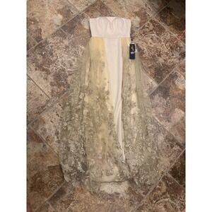 Royal Queen Collection Gown Womens 10 Strapless Tulle Floral Embroidered NWT